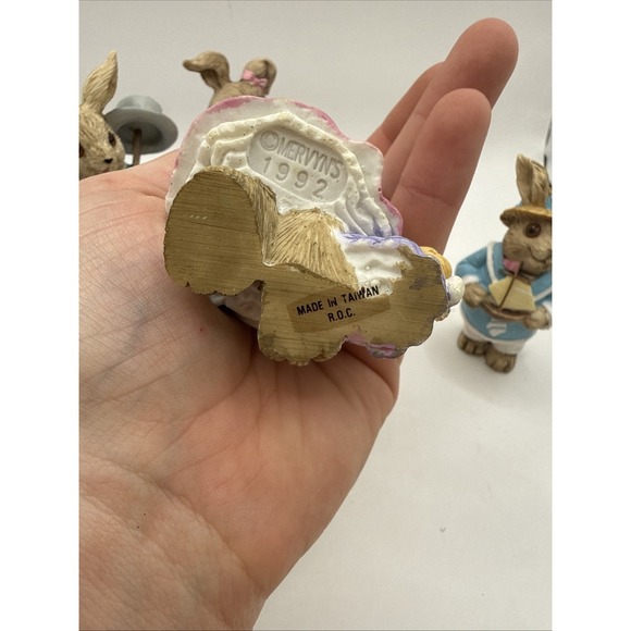 Vintage Mervyn's Easter Bunny Figurines~ Set Of 6 - Picture 9 of 10